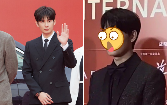 胡先煦21日走红毯时，被发现身材发福。（图／微博@胡先煦）