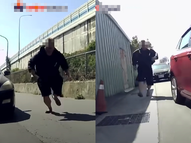 骑士见状按喇叭，没想到黑车当场回头追他上百公尺，最后等红灯时，黑车驾驶直接下车谯脏话，还跑步衝上前。（翻摄自YouTube频道「WoWtchout - 地图型行车影像分享平台」）