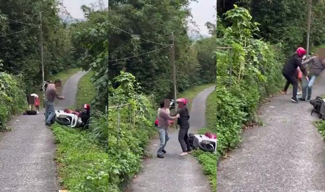 外送员与路人发生纠纷大打出手。（翻摄爆料公社）