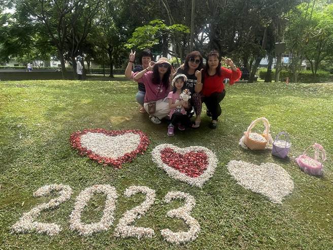 桃园客家桐花祭开幕，民眾开心在桃园客家文化馆赏花。（吕筱蝉摄）