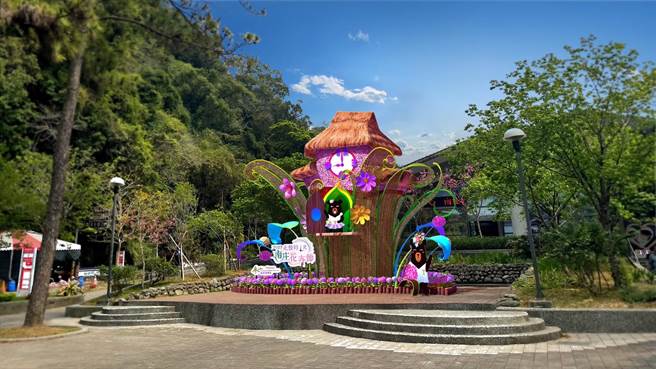 5组大型的花卉装置艺术。（参山处提供／李京升苗栗传真）