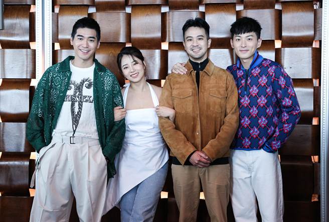 涂善存、王上菲、顏毓麟、锺岳轩出席《恶灵世界》杀青记者会。（陈俊吉摄）