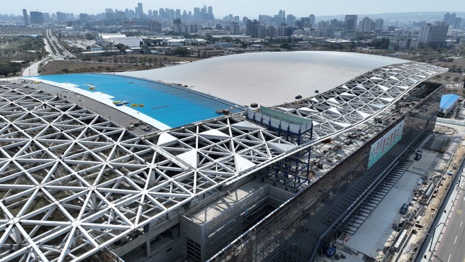 台中国际会展中心工程进度已达8成。 图/台中市政府提供