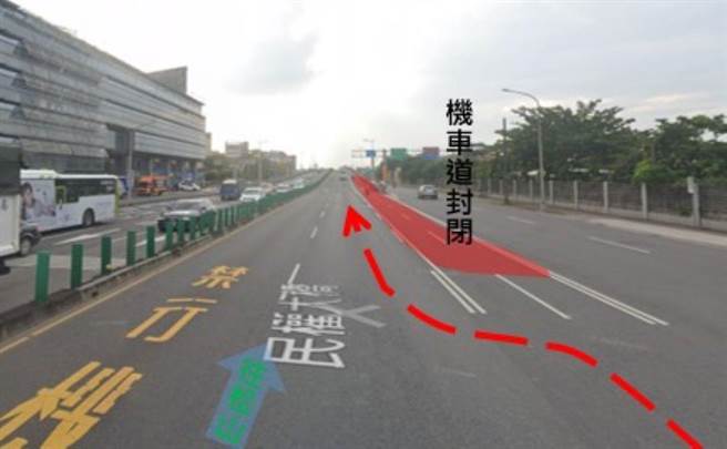 北市民权大桥改建工程将管制封闭机慢车道。（翻摄照片／林郁平台北传真）