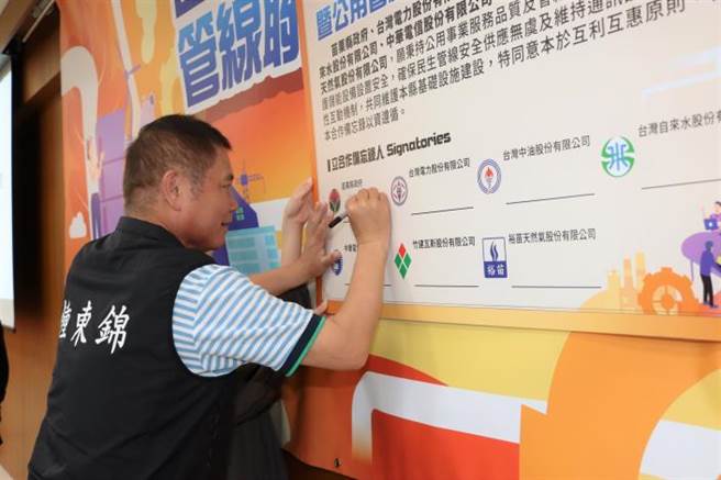 苗栗县长锺东锦签署合作备忘录。（苗栗县政府提供／谢明俊苗栗传真）