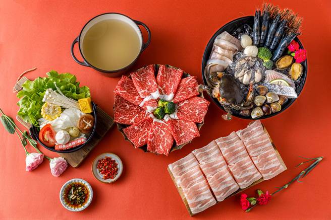 「钱都」母亲节檔期推出「宠爱妈咪和牛海鲜双人套餐」，售价1299 元。(钱都餐饮集团提供)