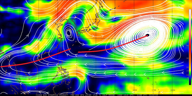 副热带高压带整个串联起来，越过中南半岛到孟加拉湾，很不常见。（翻摄自郑明典脸书/图片来源CIMSS）
