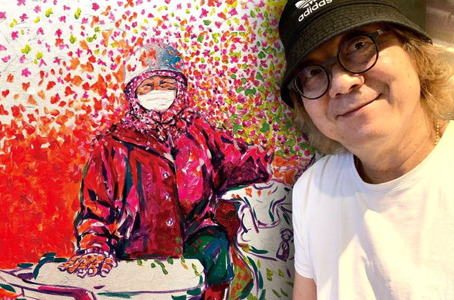 纪渊字的画展「麦香思乡起」，以彰化二林的小麦农为主题。（图∕纪渊字提供）