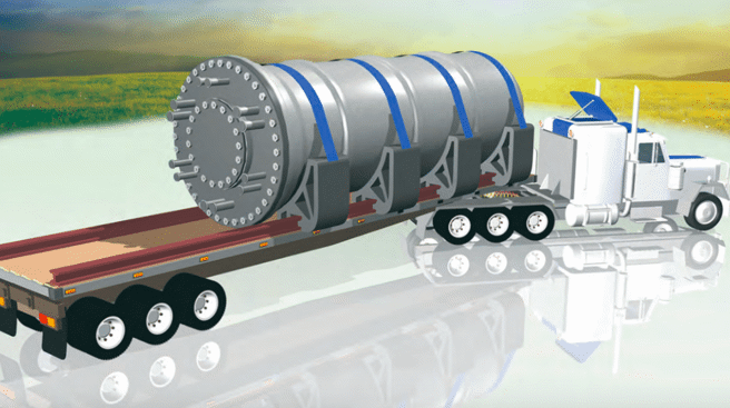 SMR反应炉体积小，可在工厂制作，然后以卡车运输，这与现行的大型核反应炉必须现地组装不同。(图/IAEA)