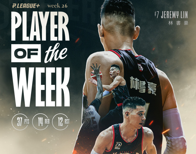 林书豪获PLG 2022-23球季例行赛第26周单周MVP，也是连五周获得本奖项肯定。（高雄17直播钢铁人提供）