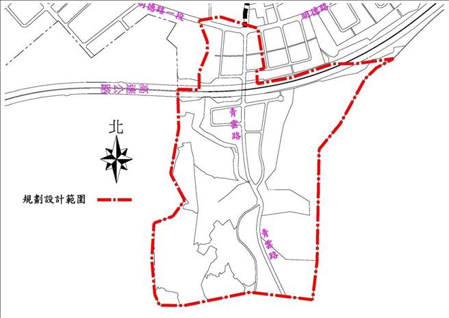 土城区污水下水道工程第11标开工，明德路一段以南区域工程范围。（水利局提供）