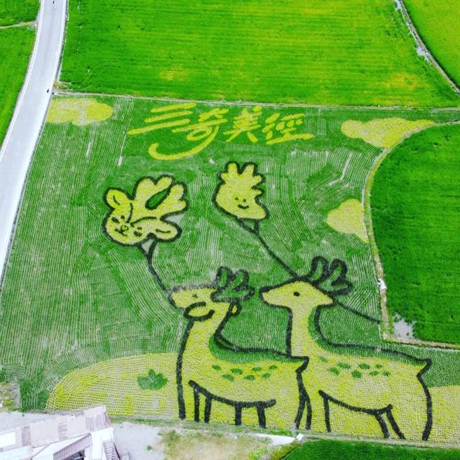 超萌小鹿放风筝。（冬山乡公所提供／吴佩蓉宜兰传真）