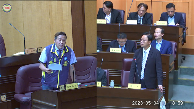 桃园市议员黄敬平说，万物齐涨但桃园民力组织津贴8年未调。(蔡依珍摄)