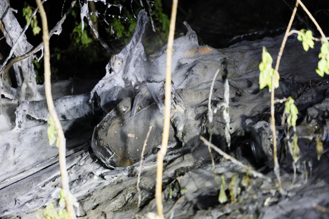 基辅又传爆炸声响，图为遭击落的无人机残骸。(图/美联)