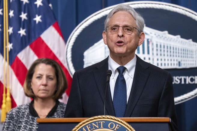 美國司法部長賈蘭德（Merrick Garland）。（圖／美聯社）