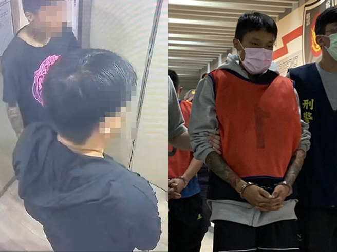 3日中午曾姓嫌犯陪着丁男回到大楼，大楼内电梯监视器画面曝光，只见丁男神色相当紧张，曾男口袋鼓鼓的，疑似预藏枪枝。（翻摄画面）