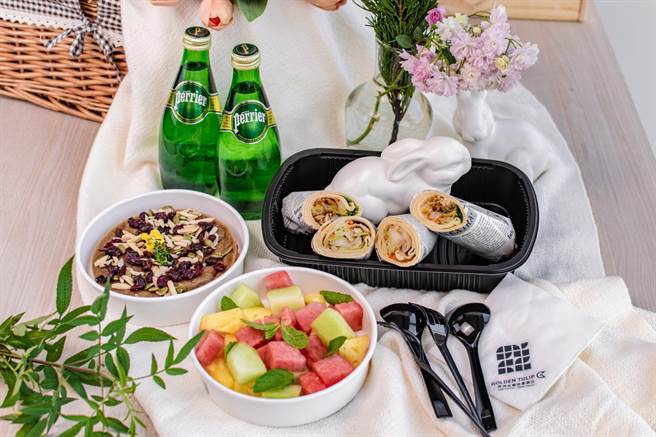 将捷金郁金香酒店限定推出「双人食尚野餐组合」，当日免费提供野餐篮及野餐垫使用。(沪尾艺文休閒园区提供)