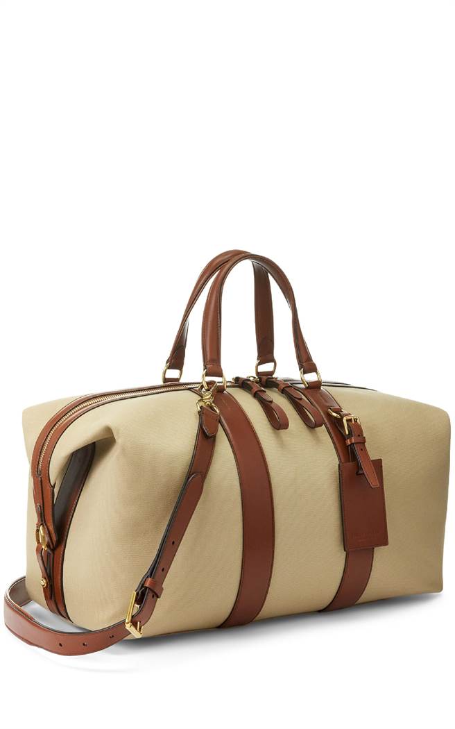 Ralph Lauren 紫标 皮革帆布拼接旅行袋，6万3800元。（Ralph Lauren提供）