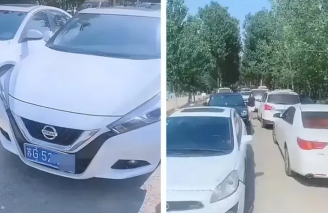 女驾驶逆向，导致现场百辆车卡死动弹不得。(图／bilibili)