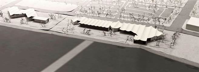 新竹渔港渔产直销中心新建物将打造两层楼的波浪建筑，与波光市集联手推出「临海双波浪购物区」。图为示意图。（新竹市政府提供／王惠慧新竹传真）