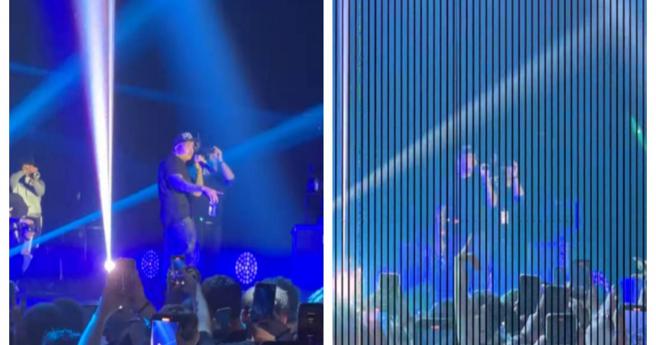 因为被演唱会的雷射照到手机镜头，手机的拍摄功能直接故障。（图／翻摄自YouTube）