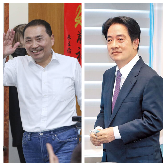 郭正亮分析，赖清德(右)有「执政包袱」、「台独歷史」2大背后灵影响选情。侯友宜(左)的论调，美国会比较喜欢。（中时资料照）