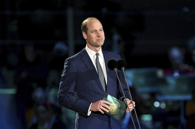 
威廉王子（Prince William）在音乐会上讲话时表示，正如已故女王伊丽莎白二世在加冕时所说的，加冕典礼是对未来希望的宣言。(图/美联社)