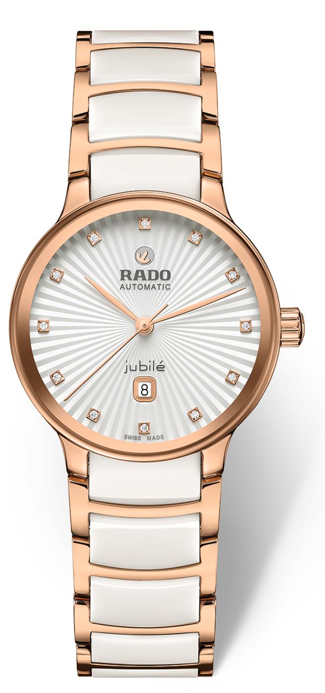 雷达表晶萃系列白漾陶瓷女用钻表， 8万5600元。（RADO提供）