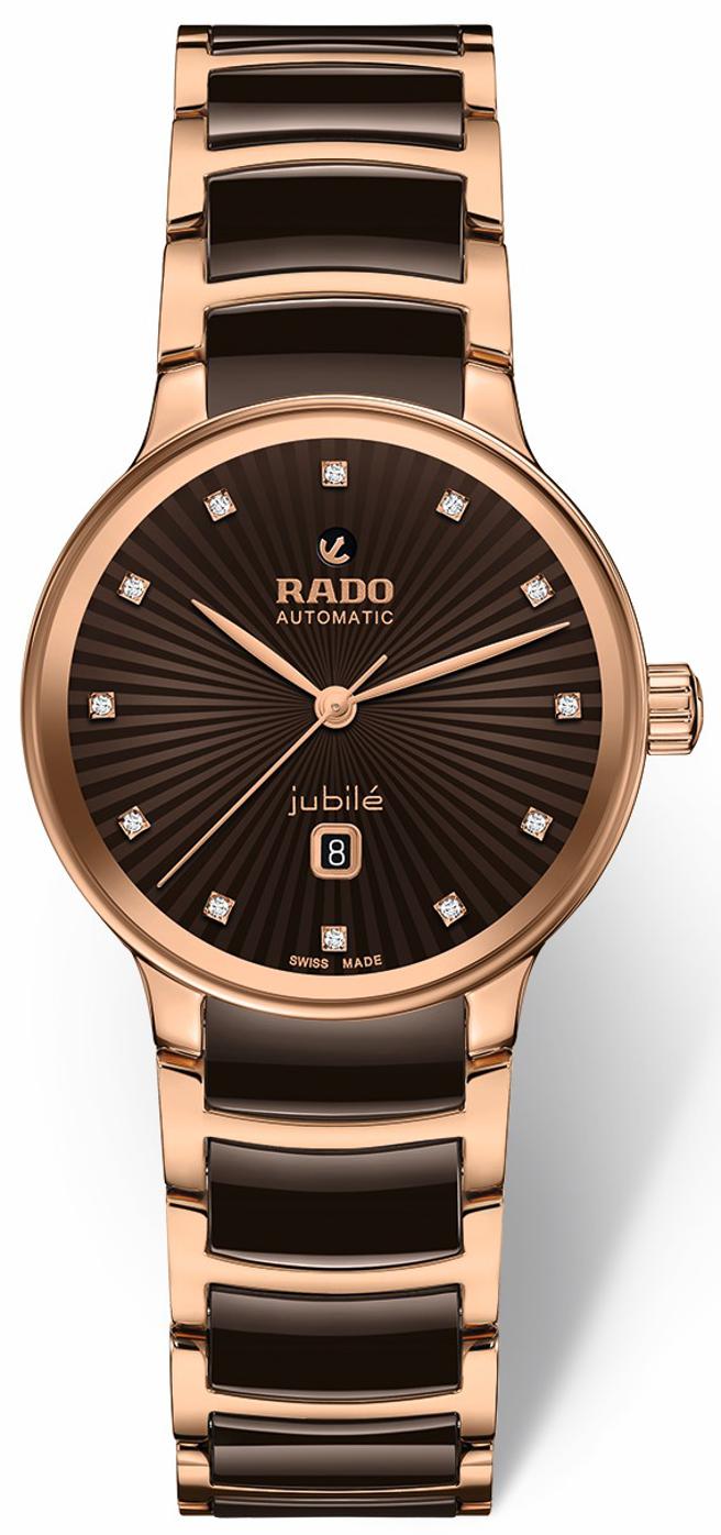 雷达表Centrix晶萃系列巧克力色陶瓷女用钻表，8万5600元。（RADO提供）