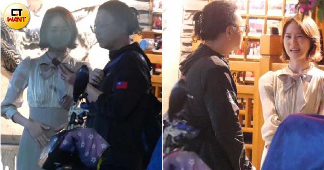 虽然是休息时间，但在聊天的锺瑶手不断摸肚子，表情不太自然，不知是身体不适还是有什么令她不自在的事情。（图／本刊摄影组）