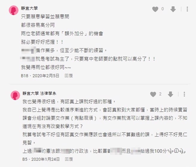 过去有静宜大学学生讨论林姓助理教授的上课情况，认为她上课相当认真。（图／翻摄自Dcard）