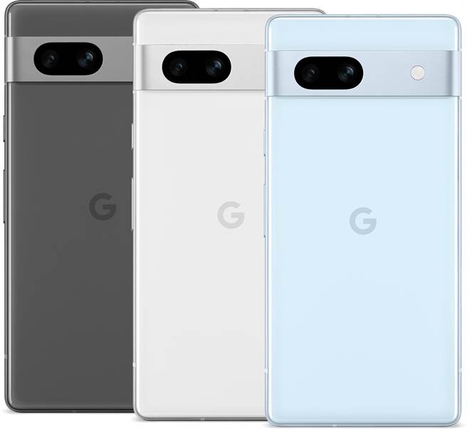 Google Pixel 7a有石墨黑、雪花白与浅海蓝3款顏色。（Google提供）