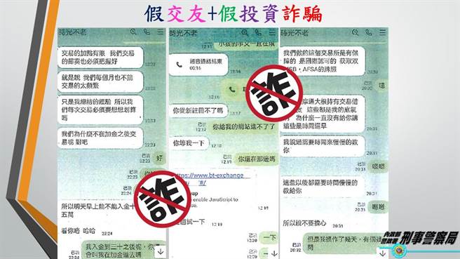 警方提醒假交友结合假投资诈骗手法。（翻摄照片／林郁平台北传真）