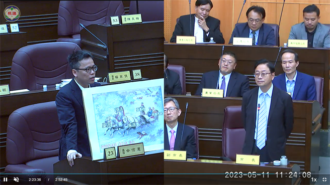 民进党桃园市议员余信宪讽桃市府有三大派系。(蔡依珍摄)