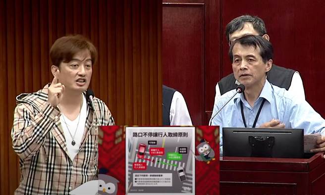 国民党台北市议员李傅中武11日质疑，针对「行车不礼让行人」警方执法标准不一，不仅让民眾可能无所适从，也可能让基层员警感到为难。（摘自北市议会直播系统）