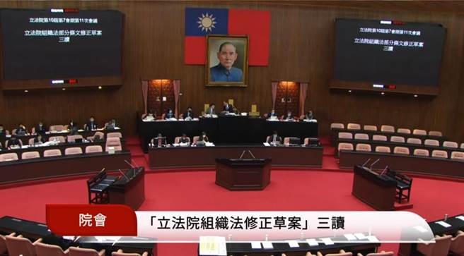 立法院会今三读通过《立法院组织法修正案》，增设「国际事务处」。（摘自立法院直播）