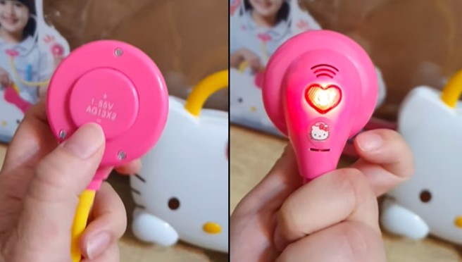 有内行网友指出，玩具发出的对话内容其实是，「我感冒了，我要看医生」。（图／翻摄自FB爆废公社）