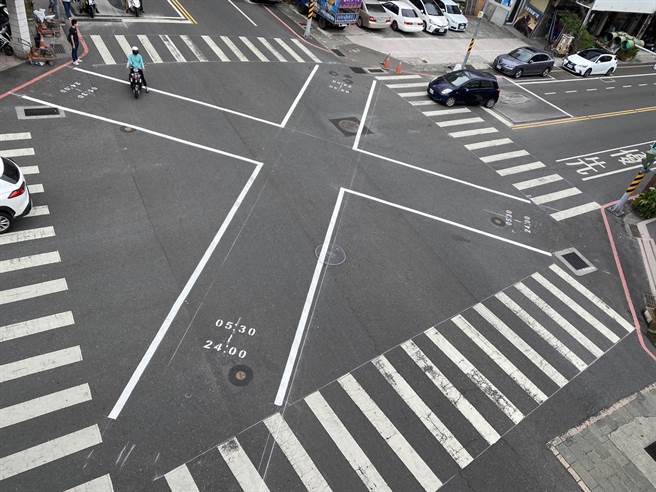 台南市交通局預計6月底前於舊城區完成15處行人專用時相路口的設置，圖為民權路與永福路口。（台南市交通局提供／曹婷婷台南傳真）