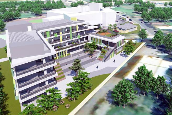 竹东镇二重国中办理增建校舍工程，完工后的示意图。（新竹县政府提供／罗浚滨新竹传真）