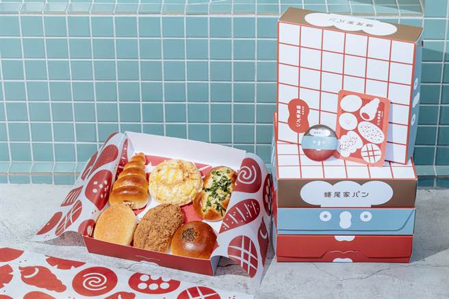 蜷尾家パン「经典麵包餐盒」包括葱胖、波萝麵包、原味螺雷、红豆麵包、肉松麵包、奶酥麵包，299元。（蜷尾家パン提供）
