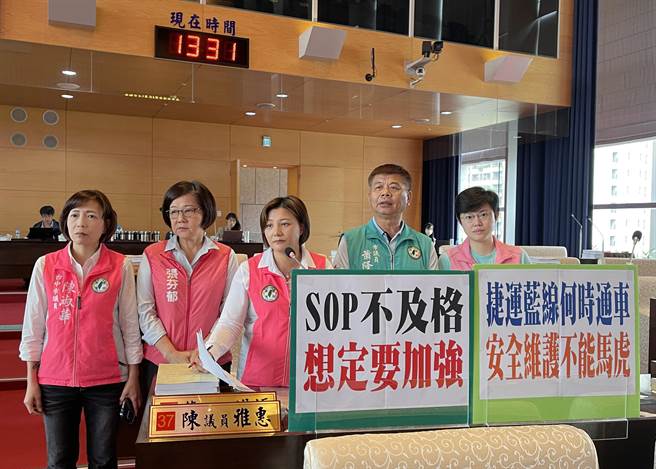 台中市议员陈雅惠、张芬郁、萧隆泽、陈淑华、陈俞融、谢家宜等人关心仍在规画中的捷运蓝线未来是否也採用自动驾驶系统，要求强化安全侦测。(陈雅惠提供)