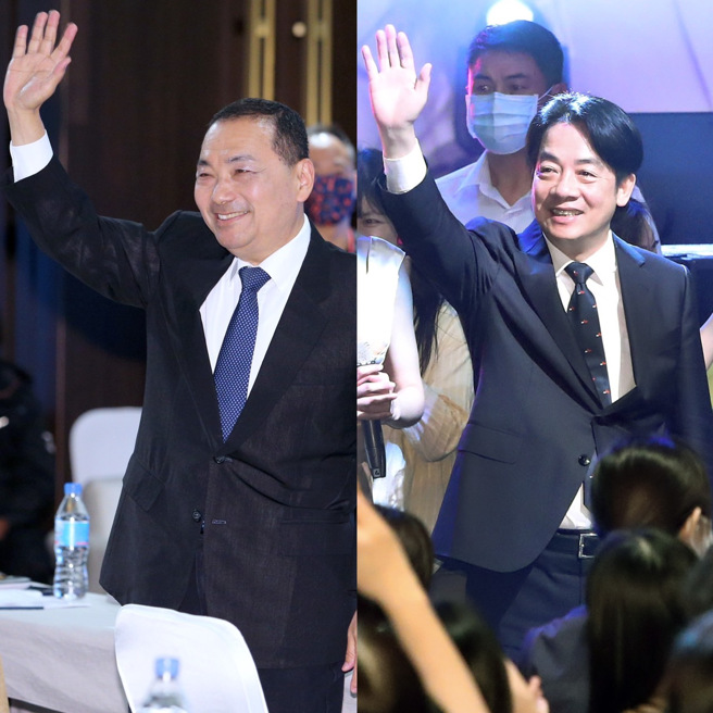 若2024总统大选由侯友宜(左)、赖清德(右)两人进行蓝绿对决，最新民调显示侯友宜领先。(合成图/中时资料照)