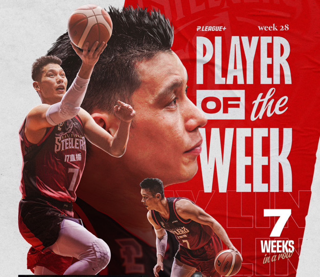 林书豪连续7周获得单周MVP。（高雄钢铁人提供）