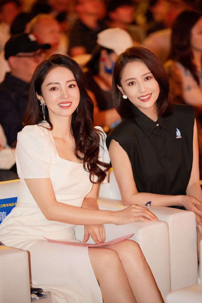 董璇（左）、佟麗婭髮型不同但五官神似。（圖／佟麗婭微博）