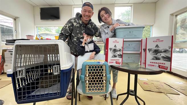 徐小可和阿Ben决定认养流浪猫一家3口，给牠们一个温暖的家。（新北市动保处提供）
