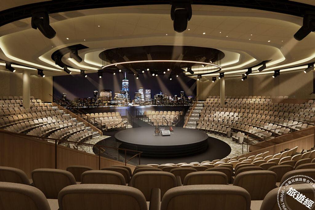 公主劇院進化成公主巨蛋（Princess Arena），技術最先進的圓形表演空間。高科技設備使作品栩栩如生。（公主郵輪提供）
