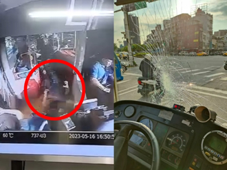 公車搶黃燈撞飛騎士 乘客頭砸零錢箱爆血！驚悚畫面曝光
