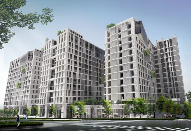 台中太平育贤二期好宅基地位于太平区环中东路三段、育才路交叉口，图为该好宅之示意图。(图/台中市政府提供)