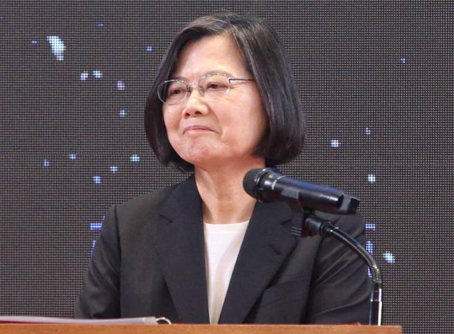 总统蔡英文（图）20日在总统府发表520就职周年谈话，并接受媒体提问。（赵双杰摄）