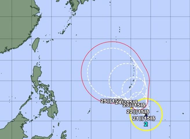 「玛娃」颱风20日下午生成，对台影响仍有待观察。（图／翻摄日本气象厅）